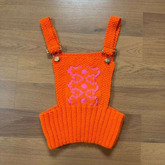 Vintage Tops - Women's Vintage 1970's Bright Orange Handmade Knit Bright Orange Top Sz Small